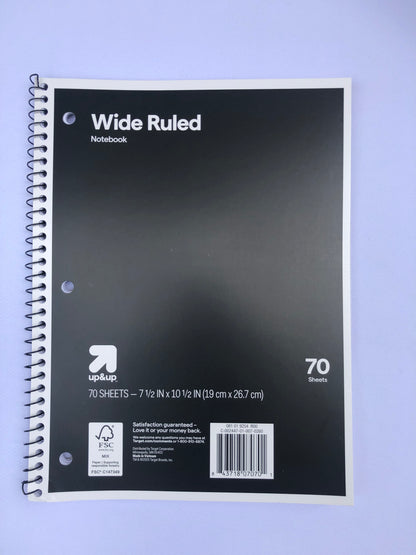 Spiral Wide Ruled Notebooks