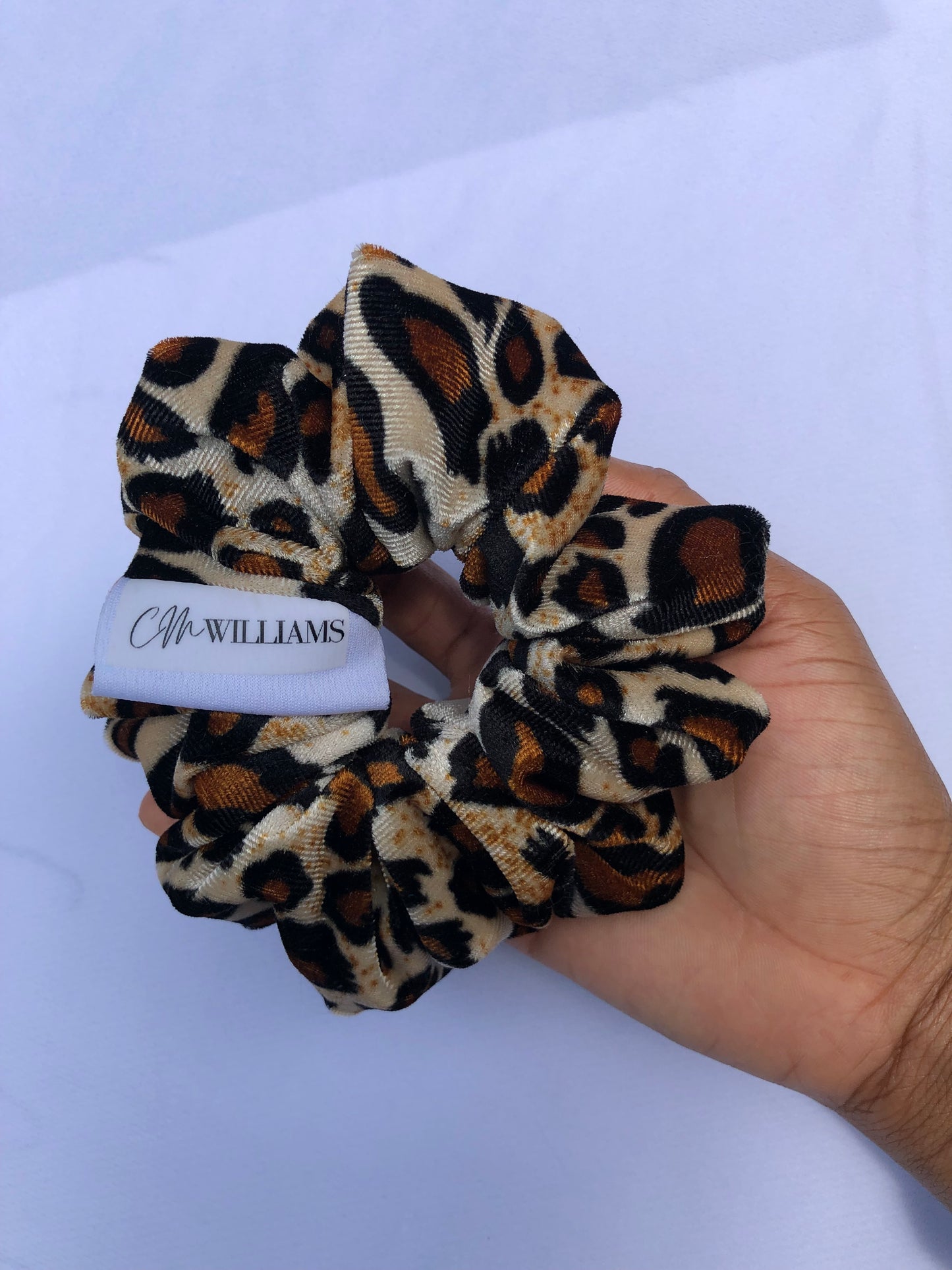 Velvet Leoprad Print Scrunchie