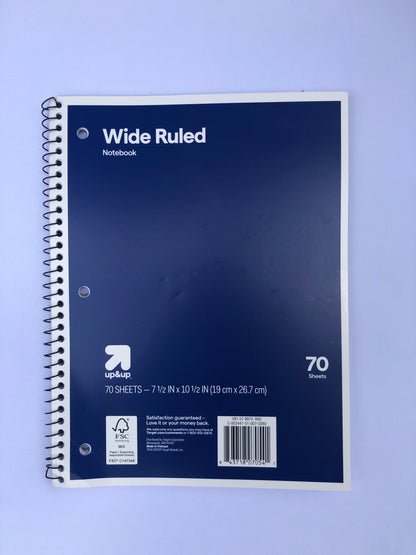 Spiral Wide Ruled Notebooks
