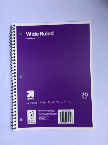 Spiral Wide Ruled Notebooks