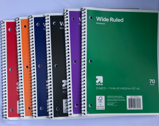 Spiral Wide Ruled Notebooks