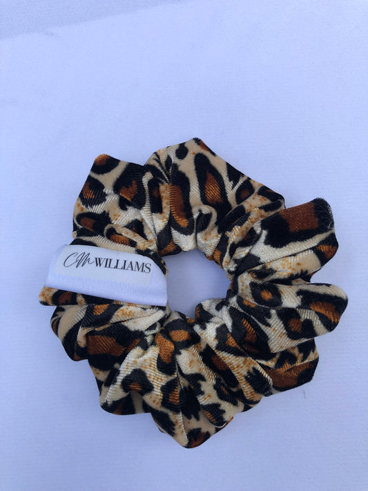 Velvet Leoprad Print Scrunchie