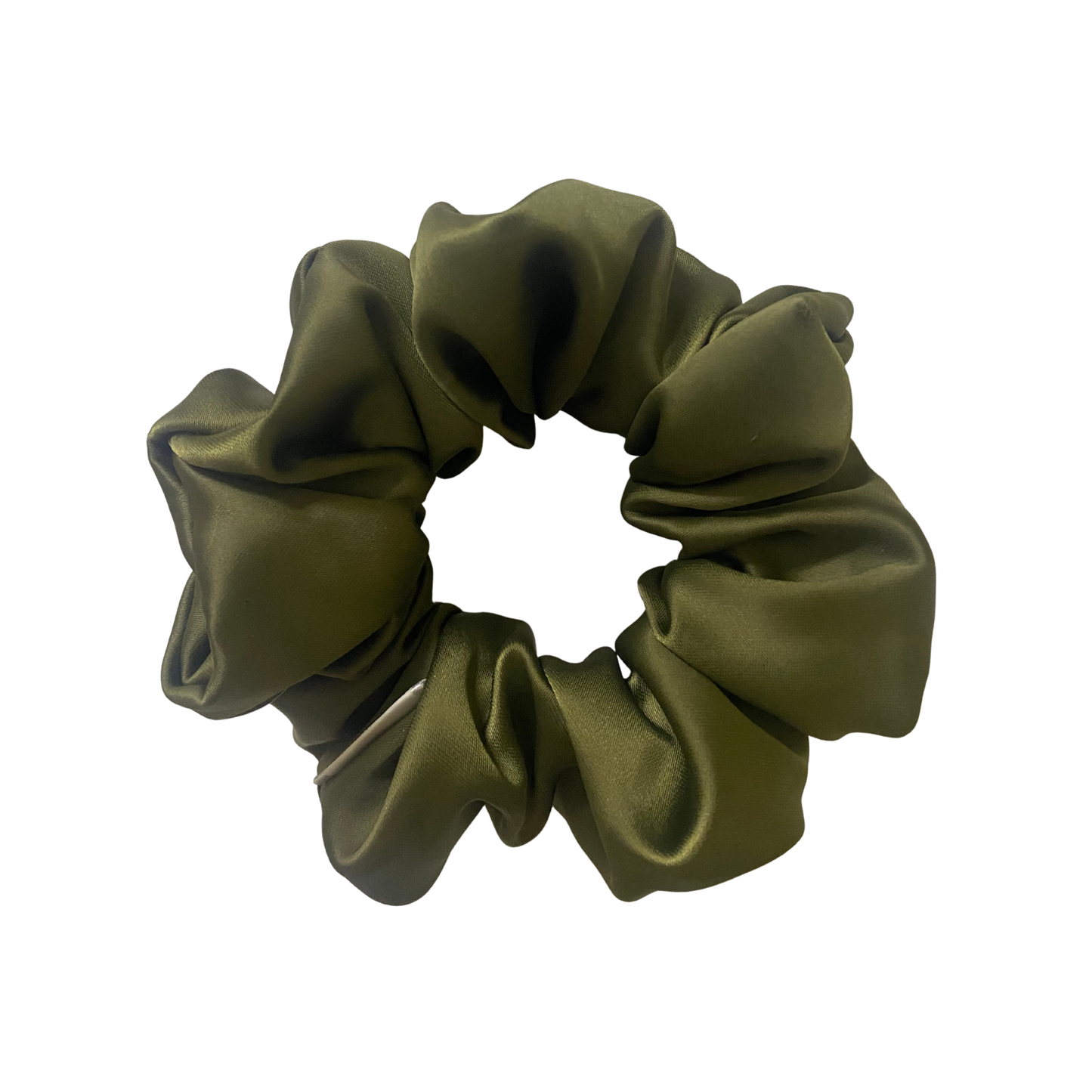 Olive green Satin Scrunchie