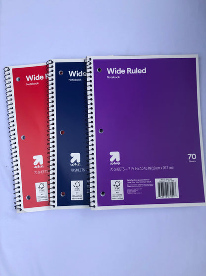 Spiral Wide Ruled Notebooks
