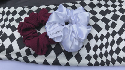 White & Burgundy Scrunchie